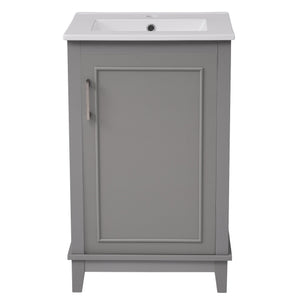 English Elm 20 Inch Modern Small Bathroom Vanity Cabinet with Ceramic Basin, Soft-Close Door & Storage Gray WF318756AAE