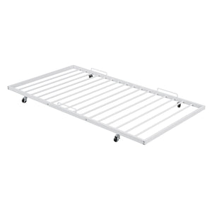 English Elm Twin Metal Daybed with Curved Handle Design and Durable Iron Trundle, Space-Saving Guest Bed Solution White MF314054AAK