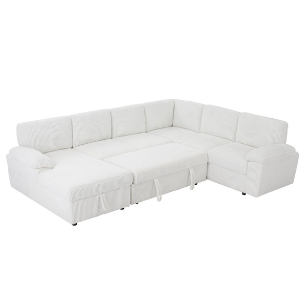 English Elm Oversized Modular Sectional Sofa With Storage Ottoman | L/U Shaped Corduroy Sleeper Couch, Comfort & Style W876S00234-GIGA