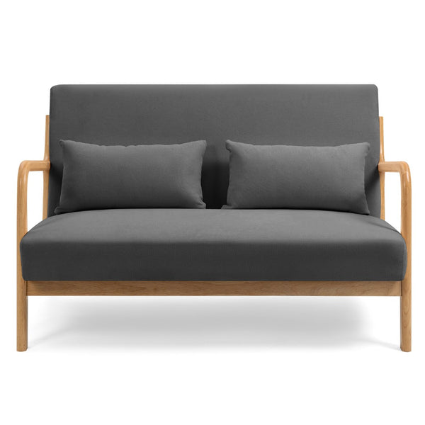 English Elm Leisure Two Seat Linen Sofa with Solid Wood Arms Mid Century Modern Living Room W1955P144547