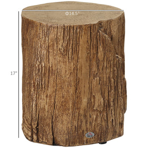 English Elm HOMCOM Rustic Tree Stump Stool Concrete Side Table with Realistic Wood Grain Finish, 198lb Capacity W2225P160436