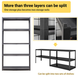 English Elm 72"H Heavy-Duty 5-Tier Metal Shelving Unit - Adjustable Industrial Storage Rack For Garage & More! T2398P160409