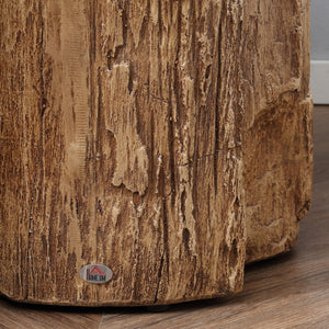English Elm HOMCOM Rustic Tree Stump Stool Concrete Side Table with Realistic Wood Grain Finish, 198lb Capacity W2225P160436