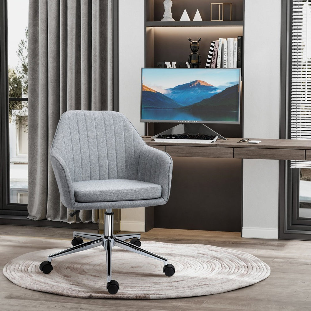 English Elm Vinsetto Mid-Back Swivel Task Chair - Stylish Gray Fabric Office Chair With Ergonomic Support & Comfort W2225P160437-GIGA