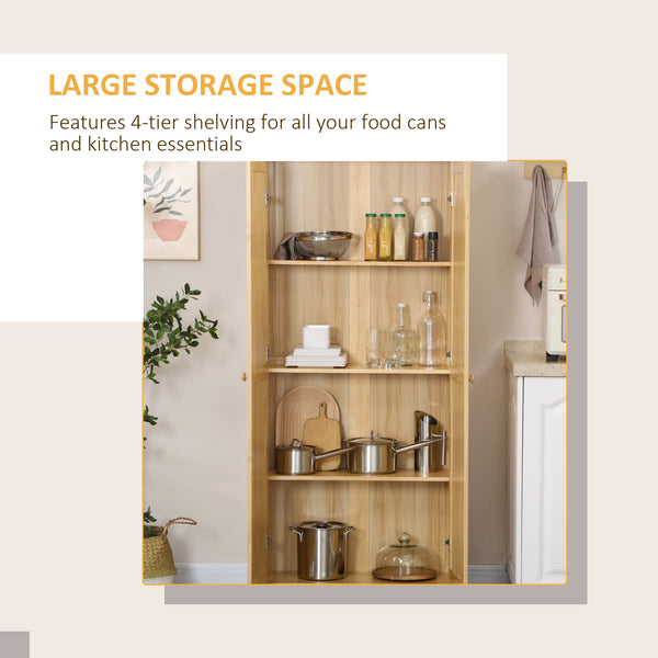 English Elm Homcom 67" Pinewood Pantry Storage Cabinet With Adjustable Shelves, Soft-Close Doors & Safety Features W2225P160422