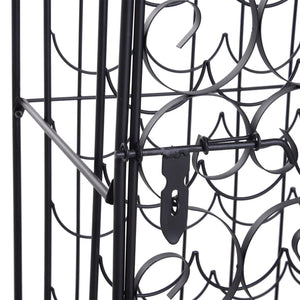 English Elm Homcom Wrought Iron Floor Wine Rack with Scrollwork Door Holds 35 Bottles W2225P160427