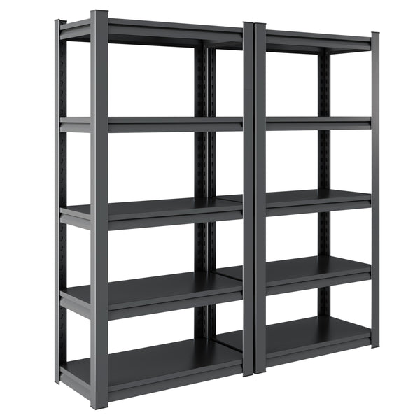 English Elm 63"H Heavy Duty 5-Tier Metal Shelving Rack 2000LB Capacity Adjustable Garage Storage Unit Black T2398P160408