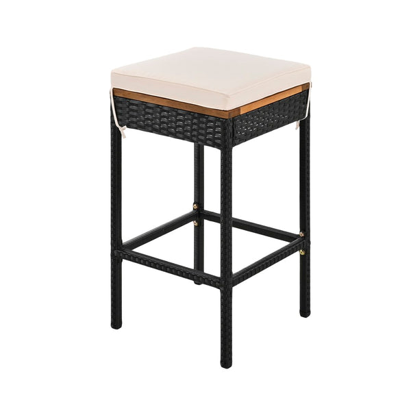 English Elm Go Acacia Wood Rattan Wicker Outdoor Bar Height Bistro Set with Foldable Tabletop WF317873AAA