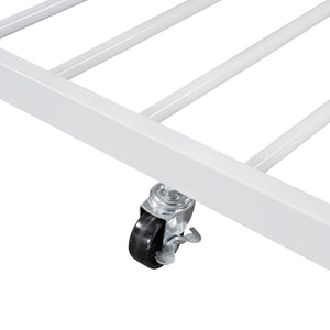 English Elm Twin Metal Daybed with Curved Handle Design and Durable Iron Trundle, Space-Saving Guest Bed Solution White MF314054AAK