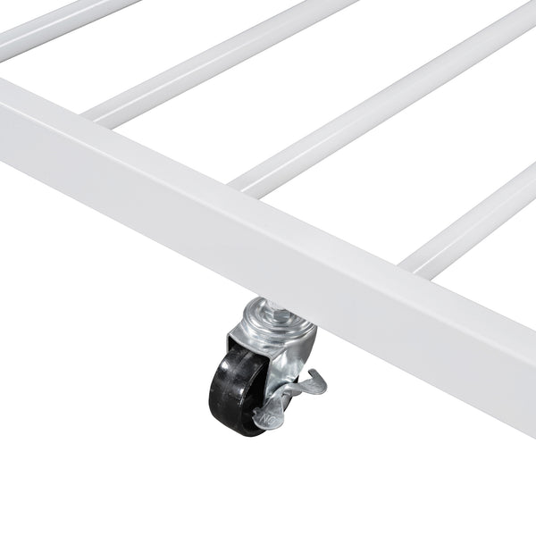 English Elm Twin Metal Daybed with Curved Handle Design and Durable Iron Trundle, Space-Saving Guest Bed Solution White MF314054AAK