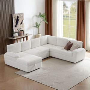 English Elm Oversized Modular Sectional Sofa With Storage Ottoman | L/U Shaped Corduroy Sleeper Couch, Comfort & Style W876S00234-GIGA