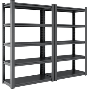 English Elm 72"H Heavy-Duty 5-Tier Metal Shelves - Adjustable Industrial Storage Rack For Garage & Home Use T2398P160411
