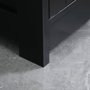 English Elm HOMCOM Pedestal Sink Cabinet with U-Shape Cutout, Adjustable Shelf, Double Door Storage, Black W2225P160432