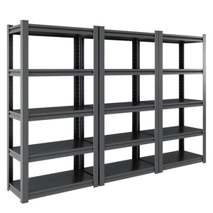 English Elm 63"H Heavy Duty 5-Tier Metal Shelving Rack 2000LB Capacity Adjustable Garage Storage Unit Black T2398P160408