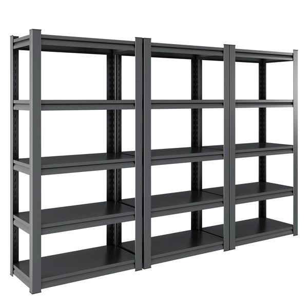 English Elm 63"H Heavy Duty 5-Tier Metal Shelving Rack 2000LB Capacity Adjustable Garage Storage Unit Black T2398P160408