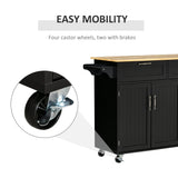 English Elm Homcom Mobile Kitchen Island With Storage, Kitchen Cart With Wood Top, Storage Drawers, 3-Door Cabinets, Adjustable Shelves and Towel Rack, Black