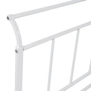 English Elm Twin Metal Daybed with Curved Handle Design and Durable Iron Trundle, Space-Saving Guest Bed Solution White MF314054AAK