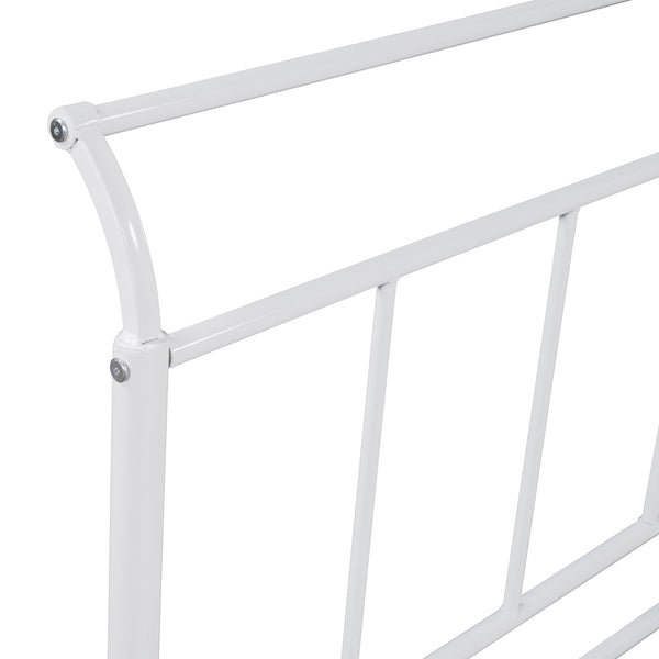 English Elm Twin Metal Daybed with Curved Handle Design and Durable Iron Trundle, Space-Saving Guest Bed Solution White MF314054AAK