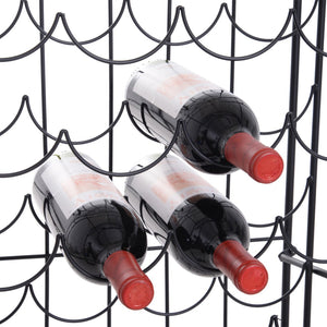 English Elm Homcom Wrought Iron Floor Wine Rack with Scrollwork Door Holds 35 Bottles W2225P160427