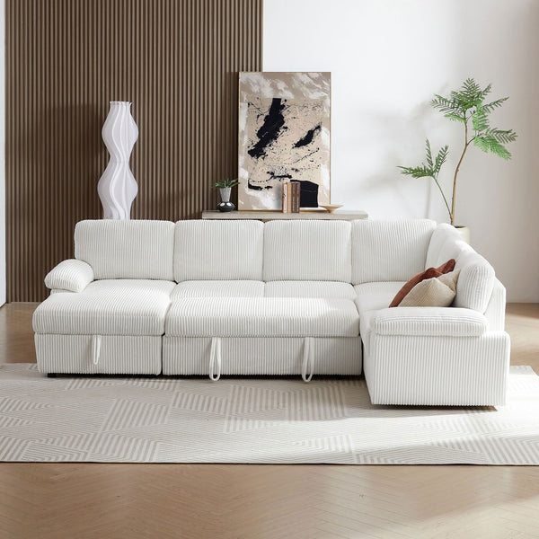 English Elm Oversized Modular Sectional Sofa With Storage Ottoman | L/U Shaped Corduroy Sleeper Couch, Comfort & Style W876S00234-GIGA