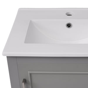 English Elm 20 Inch Modern Small Bathroom Vanity Cabinet with Ceramic Basin, Soft-Close Door & Storage Gray WF318756AAE
