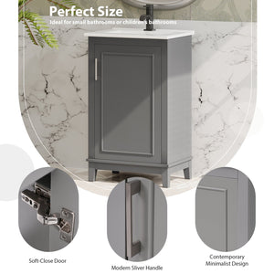 English Elm 20 Inch Modern Small Bathroom Vanity Cabinet with Ceramic Basin, Soft-Close Door & Storage Gray WF318756AAE