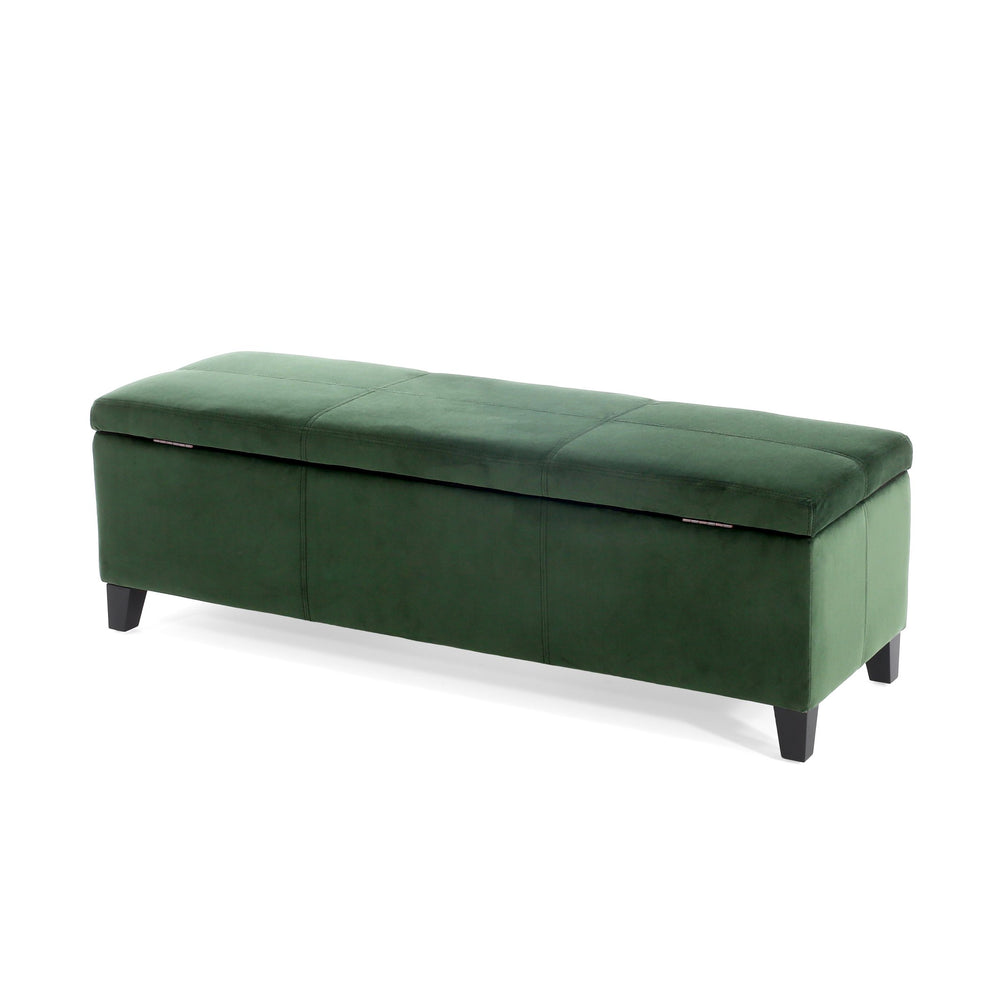 English Elm Christopher Knight Home® - GLOUSTER Plush Velvet Storage Ottoman with Lift-Top, Foam-Padded Seat, Sturdy Wood Frame & Chic Base Retro Green 57742.00GRN
