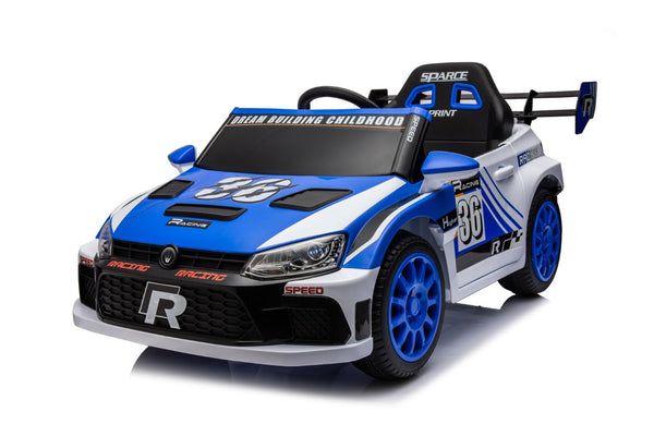 English Elm 12v4a Kids Ride on Car Dual Motor 4 Wheel Suspension Remote Control Opening Doors Blue W1620128202