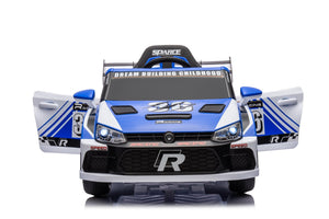 English Elm 12v4a Kids Ride on Car Dual Motor 4 Wheel Suspension Remote Control Opening Doors Blue W1620128202