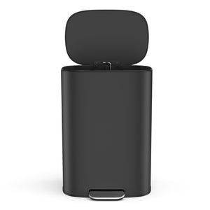 English Elm 13 13 Gallon/50L Stainless Steel Trash Can with Soft-Close Lid, Fingerprint-Proof Pedal Bin, Black W1550142007