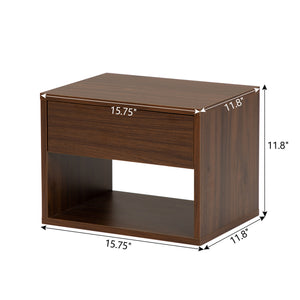 English Elm Wall mounted bedside table set of two Walnut — sturdy P2 board, 20kg desktop, dual-slide drawers, wall-fixed instructions included W2181P160506
