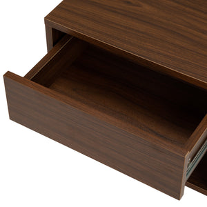English Elm Wall mounted bedside table set of two Walnut — sturdy P2 board, 20kg desktop, dual-slide drawers, wall-fixed instructions included W2181P160506