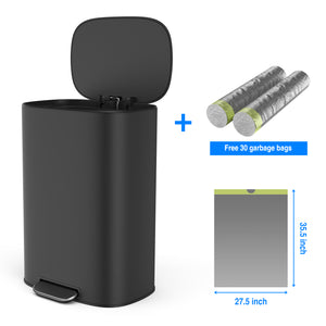 English Elm 13 13 Gallon/50L Stainless Steel Trash Can with Soft-Close Lid, Fingerprint-Proof Pedal Bin, Black W1550142007