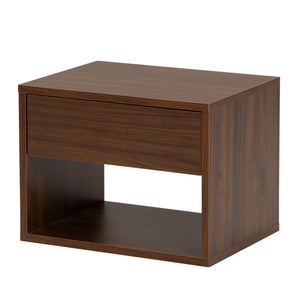 English Elm Wall mounted bedside table set of two Walnut — sturdy P2 board, 20kg desktop, dual-slide drawers, wall-fixed instructions included W2181P160506