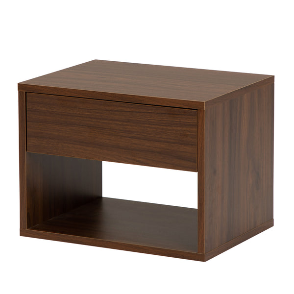English Elm Wall mounted bedside table set of two Walnut — sturdy P2 board, 20kg desktop, dual-slide drawers, wall-fixed instructions included W2181P160506