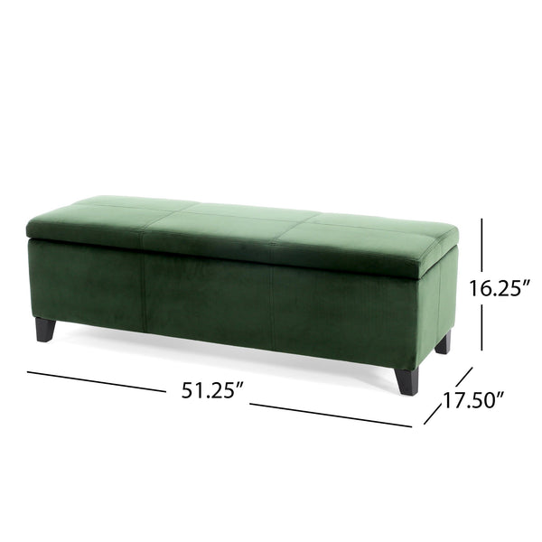 English Elm Christopher Knight Home® - GLOUSTER Plush Velvet Storage Ottoman with Lift-Top, Foam-Padded Seat, Sturdy Wood Frame & Chic Base Retro Green 57742.00GRN