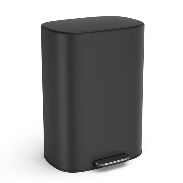 English Elm 13 13 Gallon/50L Stainless Steel Trash Can with Soft-Close Lid, Fingerprint-Proof Pedal Bin, Black W1550142007