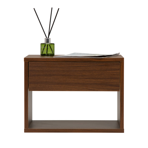English Elm Wall mounted bedside table set of two Walnut — sturdy P2 board, 20kg desktop, dual-slide drawers, wall-fixed instructions included W2181P160506