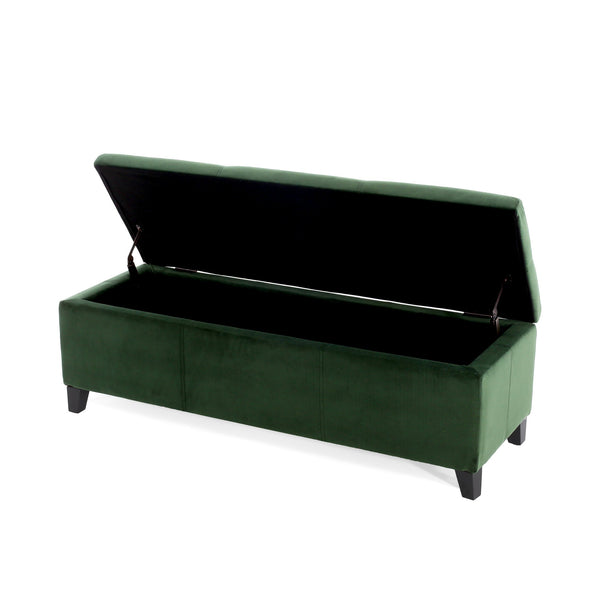 English Elm Christopher Knight Home® - GLOUSTER Plush Velvet Storage Ottoman with Lift-Top, Foam-Padded Seat, Sturdy Wood Frame & Chic Base Retro Green 57742.00GRN