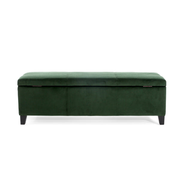 English Elm Christopher Knight Home® - GLOUSTER Plush Velvet Storage Ottoman with Lift-Top, Foam-Padded Seat, Sturdy Wood Frame & Chic Base Retro Green 57742.00GRN