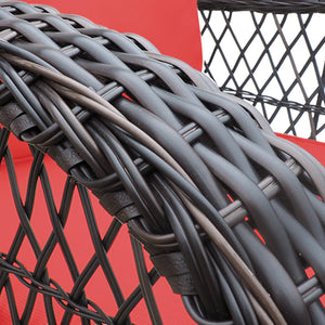 English Elm 3 Pieces Conversation Set — Weatherproof Wicker Rocking Swivel Patio Bistro with Tempered Glass Table Brown W1889P160507