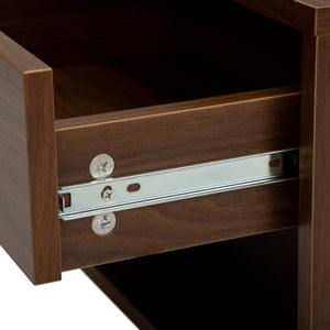 English Elm Wall mounted bedside table set of two Walnut — sturdy P2 board, 20kg desktop, dual-slide drawers, wall-fixed instructions included W2181P160506