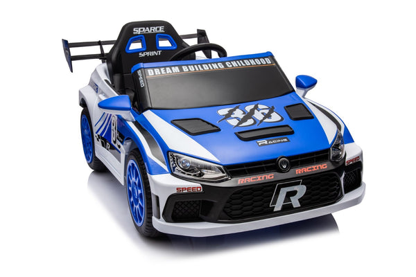 English Elm 12v4a Kids Ride on Car Dual Motor 4 Wheel Suspension Remote Control Opening Doors Blue W1620128202