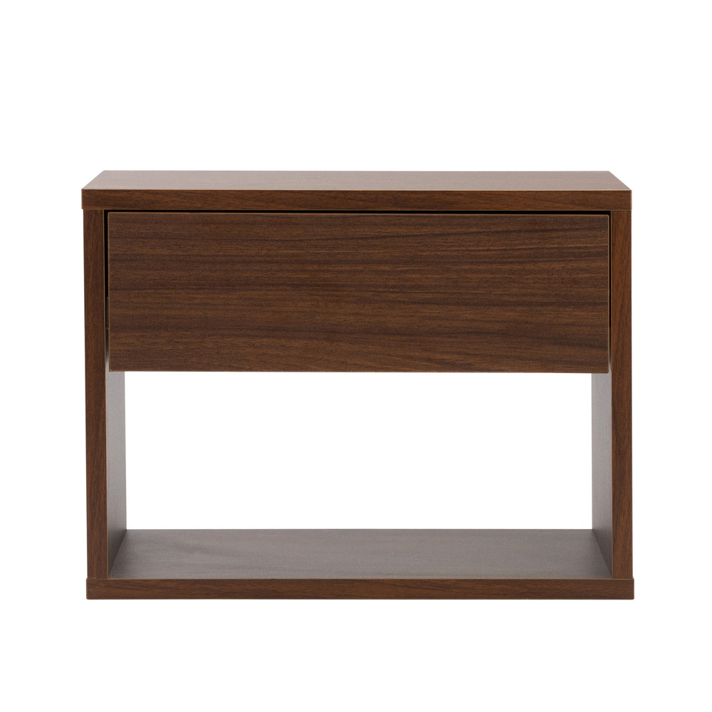 English Elm Wall mounted bedside table set of two Walnut — sturdy P2 board, 20kg desktop, dual-slide drawers, wall-fixed instructions included W2181P160506