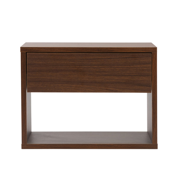 English Elm Wall mounted bedside table set of two Walnut — sturdy P2 board, 20kg desktop, dual-slide drawers, wall-fixed instructions included W2181P160506