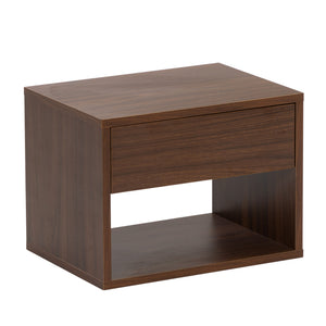 English Elm Wall mounted bedside table set of two Walnut — sturdy P2 board, 20kg desktop, dual-slide drawers, wall-fixed instructions included W2181P160506