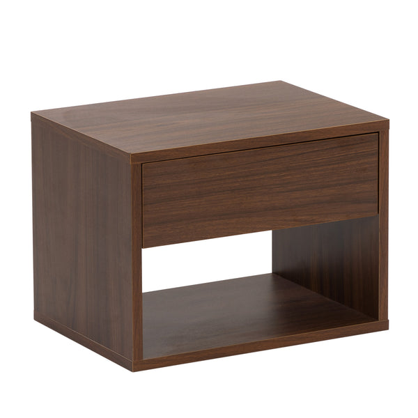 English Elm Wall mounted bedside table set of two Walnut — sturdy P2 board, 20kg desktop, dual-slide drawers, wall-fixed instructions included W2181P160506