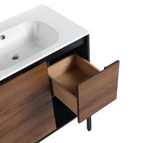 English Elm 30 inch Dual-Install Vanity with Gel Sink, Soft-Close Doors & 2/3 Drawers, Plywood, Water-Resist Finish W999102639