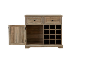 English Elm Farmhouse Rustic Buffet Cabinet with Barn Doors, Double Drawers, Removable Wine Racks, Gray Wash W2275P149109