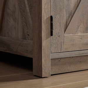 English Elm Farmhouse Barn Door TV Media Stand Gray Wash Wood Grain Console for TVs up to 65" with Open & Closed Storage and Cable Management — 61.8"L x 18.9"W x 30.3"H W2275P149121